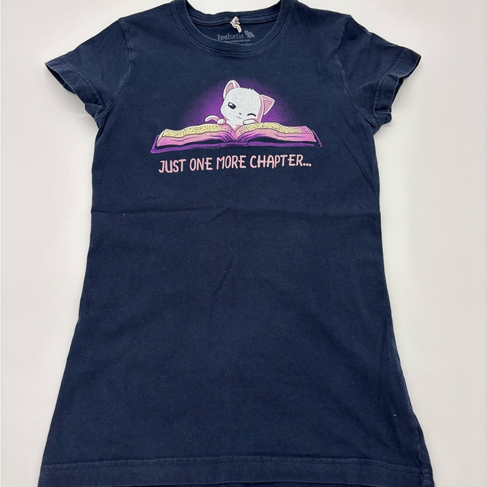 Navy Blue Cat Graphic Kids Shirt